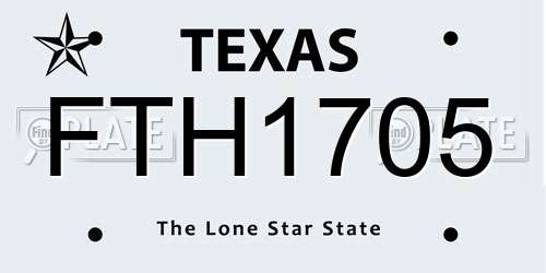 FTH1705 Texas License Plate