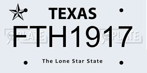 FTH1917 Texas License Plate