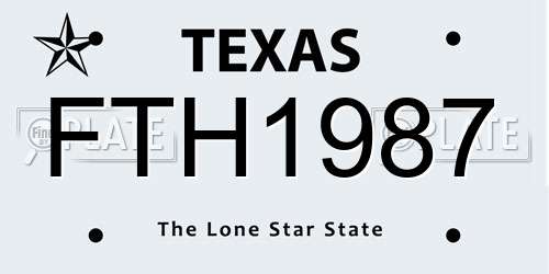 FTH1987 Texas License Plate