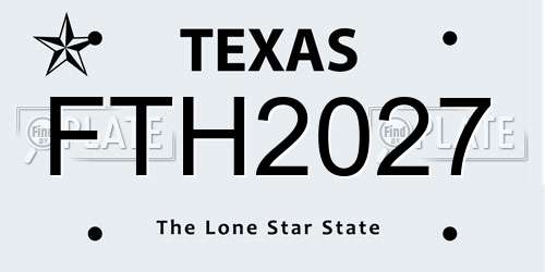 FTH2027 Texas License Plate