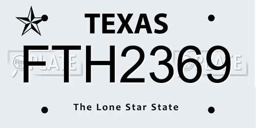 FTH2369 Texas License Plate
