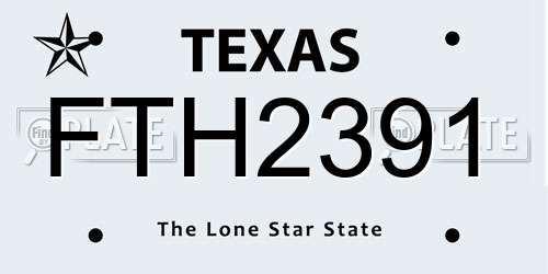 FTH2391 Texas License Plate