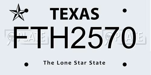 FTH2570 Texas License Plate