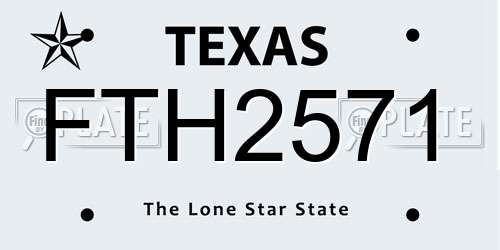 FTH2571 Texas License Plate