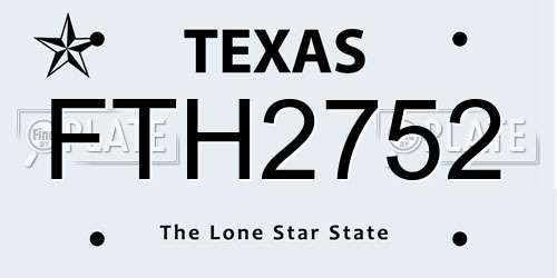 FTH2752 Texas License Plate