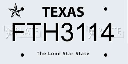 FTH3114 Texas License Plate