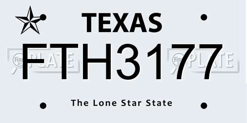 FTH3177 Texas License Plate