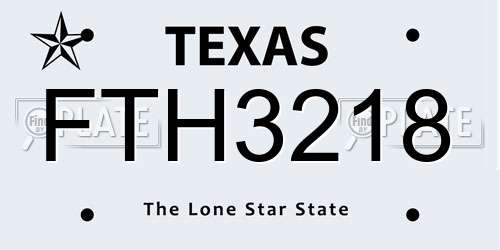 FTH3218 Texas License Plate