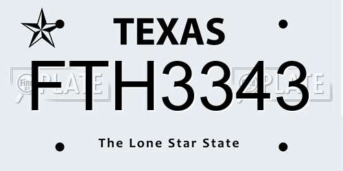 FTH3343 Texas License Plate