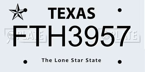 FTH3957 Texas License Plate