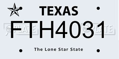 FTH4031 Texas License Plate
