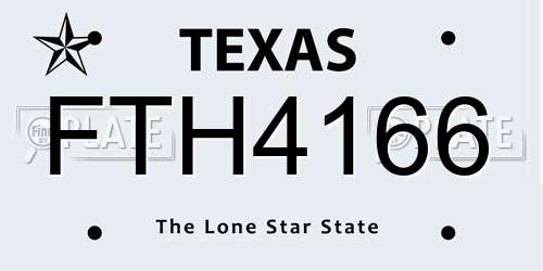 FTH4166 Texas License Plate