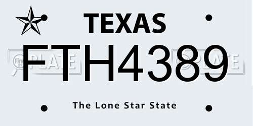 FTH4389 Texas License Plate