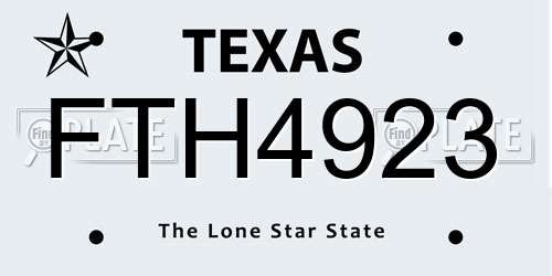 FTH4923 Texas License Plate