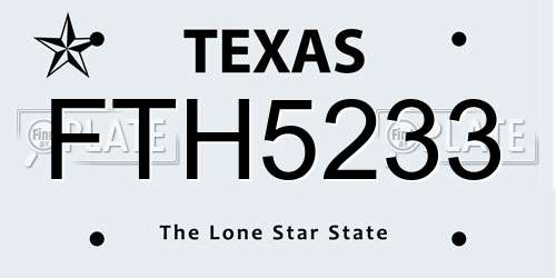 FTH5233 Texas License Plate