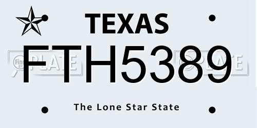 FTH5389 Texas License Plate