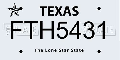 FTH5431 Texas License Plate