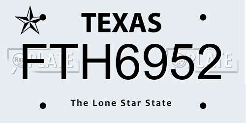 FTH6952 Texas License Plate