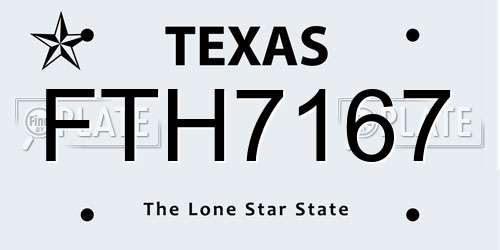 FTH7167 Texas License Plate