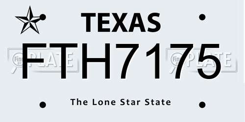 FTH7175 Texas License Plate