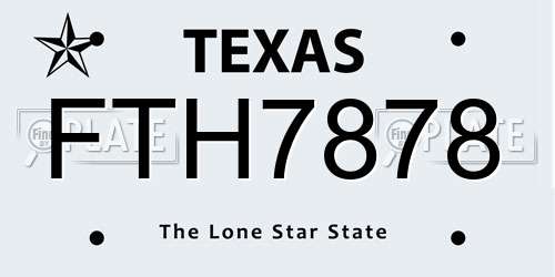FTH7878 Texas License Plate