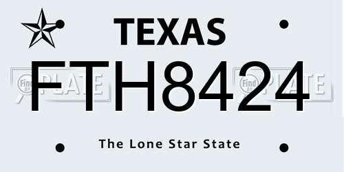 FTH8424 Texas License Plate