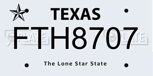 FTH8707 Texas License Plate