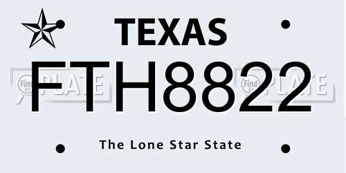 FTH8822 Texas License Plate