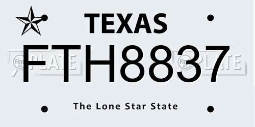 FTH8837 Texas License Plate