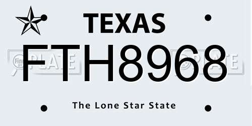 FTH8968 Texas License Plate