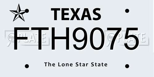 FTH9075 Texas License Plate
