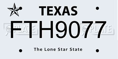 FTH9077 Texas License Plate