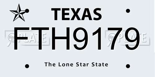 FTH9179 Texas License Plate