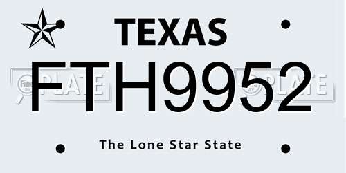 FTH9952 Texas License Plate
