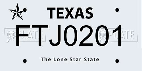 FTJ0201 Texas License Plate
