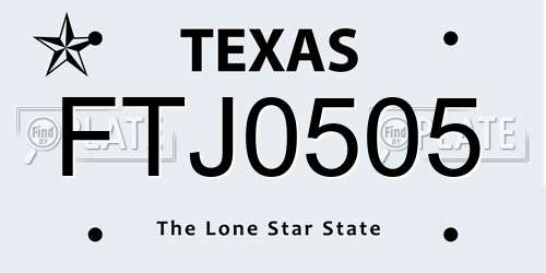 FTJ0505 Texas License Plate