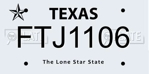 FTJ1106 Texas License Plate