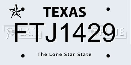 FTJ1429 Texas License Plate
