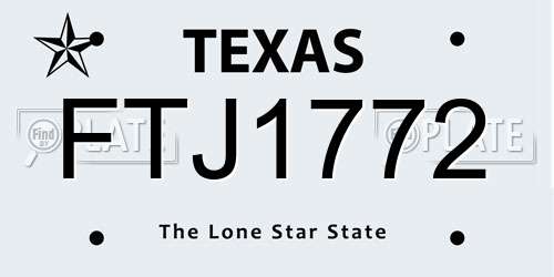 FTJ1772 Texas License Plate