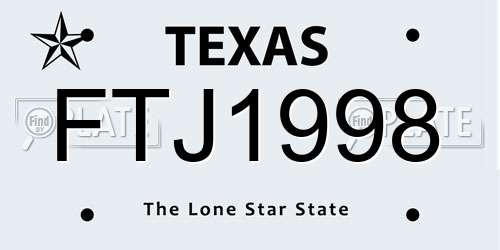 FTJ1998 Texas License Plate