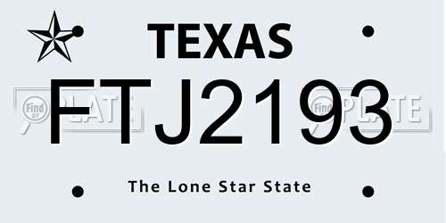 FTJ2193 Texas License Plate