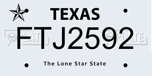 FTJ2592 Texas License Plate