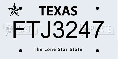 FTJ3247 Texas License Plate