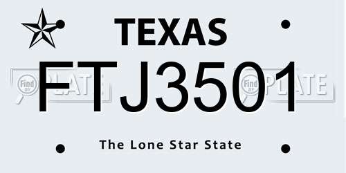 FTJ3501 Texas License Plate