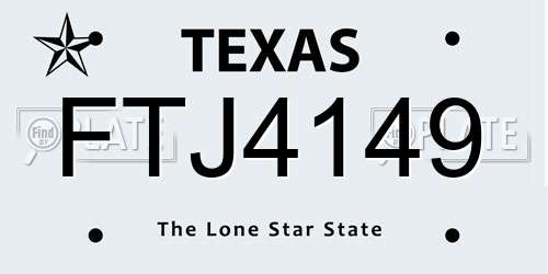 FTJ4149 Texas License Plate
