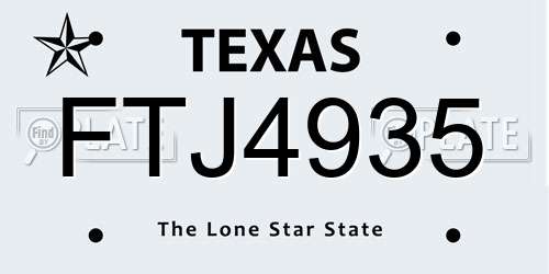 FTJ4935 Texas License Plate