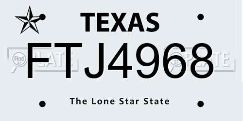 FTJ4968 Texas License Plate