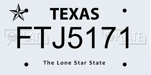 FTJ5171 Texas License Plate