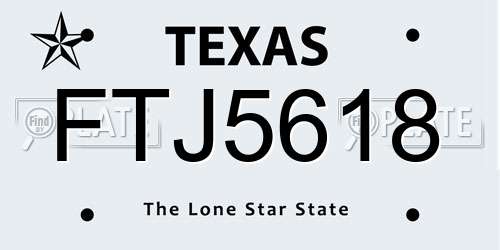 FTJ5618 Texas License Plate