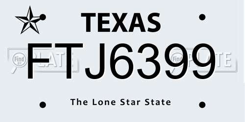 FTJ6399 Texas License Plate